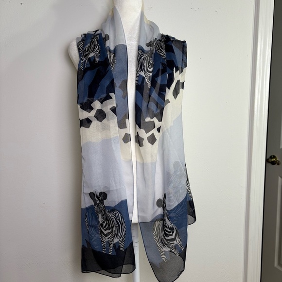 SYMPHONY Zebra Lightweight Semi Sheer Scarf Abstract Geometric Shapes - Picture 7 of 16